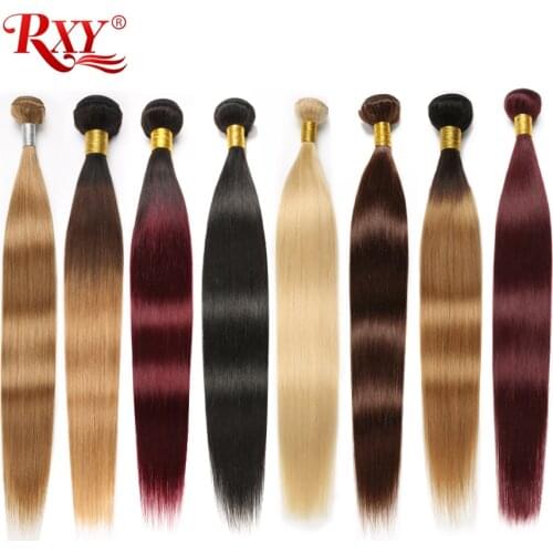 Straight Hair Bundles RXY Brazilian Hair Sale Ombre Bundles #1B/#2/#4/#27/99J/613 Bundles Human Hair Weave Bundles Remy Hair