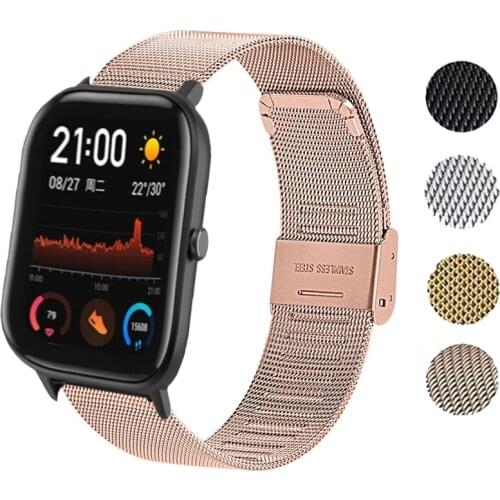 For Amazfit GTS Strap Milanese Metal Stainless Steel Watch Band Strap Bracelet for Xiaomi Huami Amazfit Bip 1S/BIP Lite/GTR 42mm