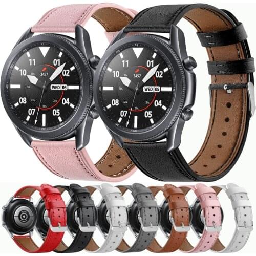 Genuine Leather Straps For Samsung Galaxy Watch 3 45MM Smart Wristband PU Accessories Band For Galaxy Watch3 41MM Correa 20 22MM
