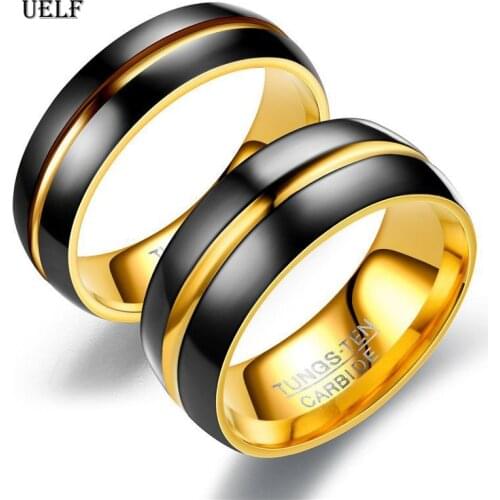 Uelf Foreign Trade Scrub Black Men Rings 100% Tungsten Carbide Anillos para hombres Black