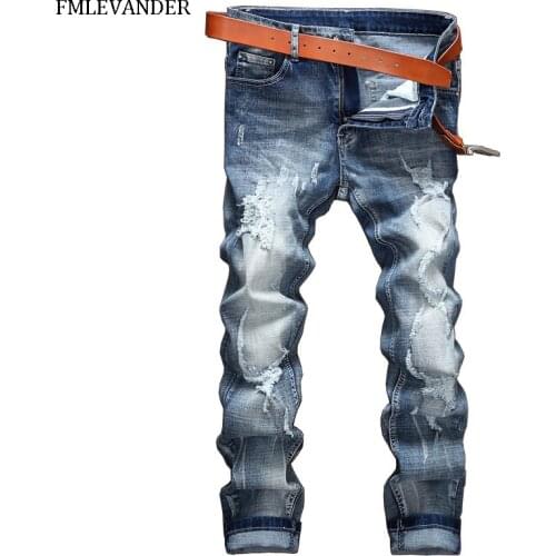 High Quality Tie-dyed Denim Biker Jeans For Men Retro Straight Slim Pants Jeans