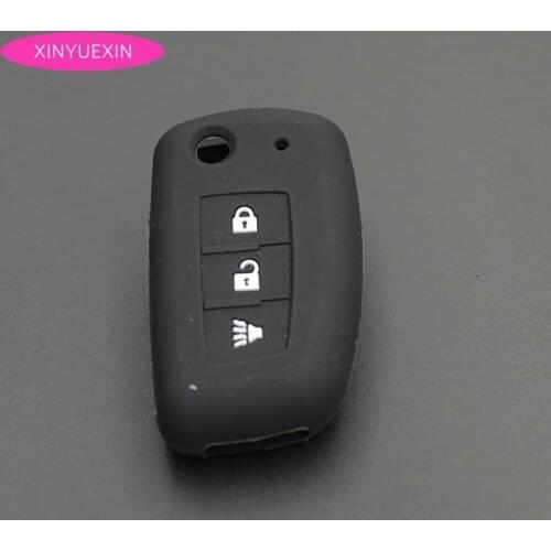 Xinyuexin Key Cover For NISSA For Qashqai X-trail Rubber Car Key Case Flip Remote Key Shell 3Buttons Car Styling