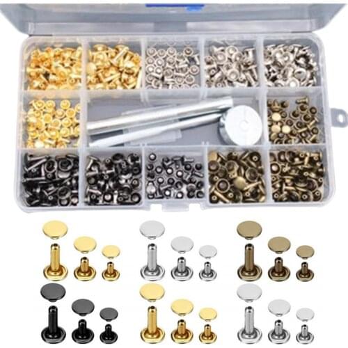 Rivets Hand Tools Leather Nails Decorations Waterproof 180pcs /set Tubular Metal Studs 180 Sets With Punch Pliers Fixing Set
