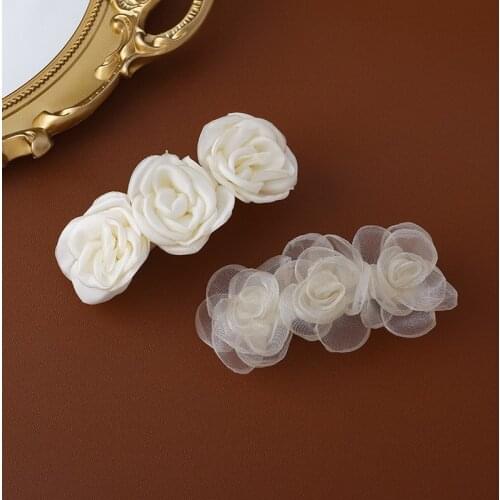 Handmade White Fabric Flower Hairgrips Hair Clips Hairpins for Women Girls Fashion Hair Jewelry Headwear Hair Accessories MS325