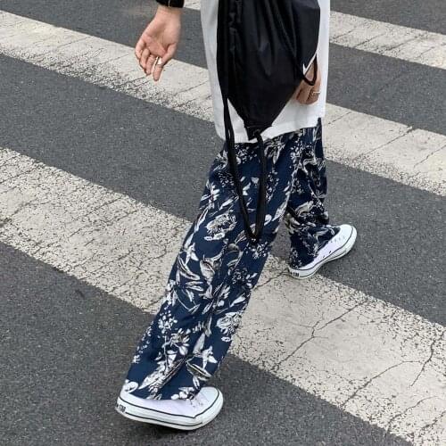 Women Pants 2021 Autumn Winter Beach Pants Small Casual Dark Blue Pattern Womens Casual Pants Pantalones De Mujer