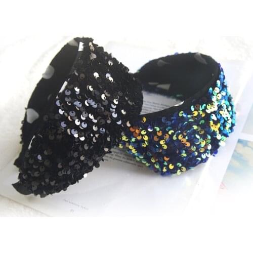 7cm Wide Sequins Headbands For Women Hair Accessories High Qulity Scrunchies Hairbands Flower Hair Bands For Women Head Wrap