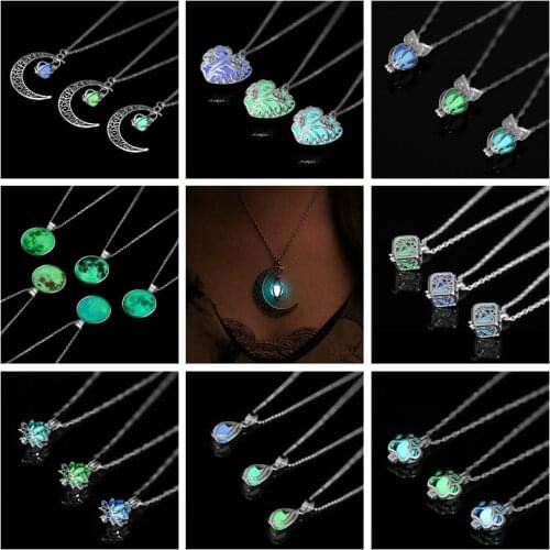 ZOVOLI Vintage Moon Luminous Glowing Moonstone Pendant Necklace Women Jewelry Long Chain Lotus Buddha Pendant Necklaces Gifts