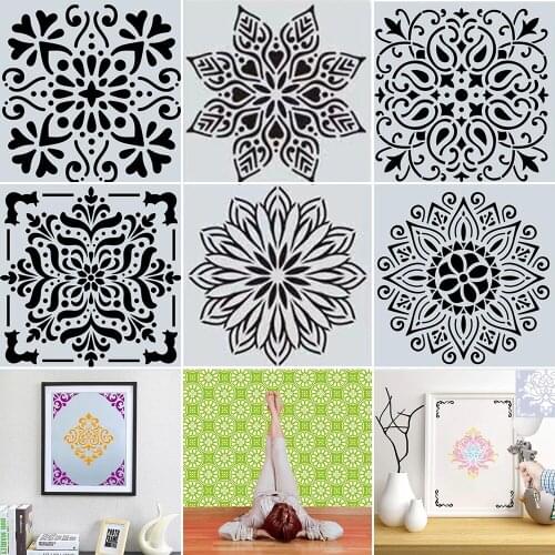 1pc Mandala Drawing Stencil DIY Mandala style Laser Cut Wall Painting Stencil for Wood Floor Tiles Photo frame Drawing Template