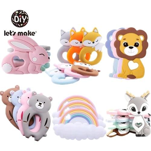 Silicone Teether Rodent Cartoon Animals 1pc Food Grade Silicone Pandents DIY Teething Toys For Teeth Tiny Rod Baby Teethers Gift