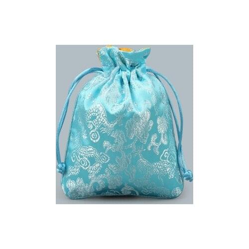 Decorative Dragon Drawstring Silk Brocade Gift Bags for Jewelry Trinket Beads Bracelet Storage Pouch Craft Packaging Coin Pocket