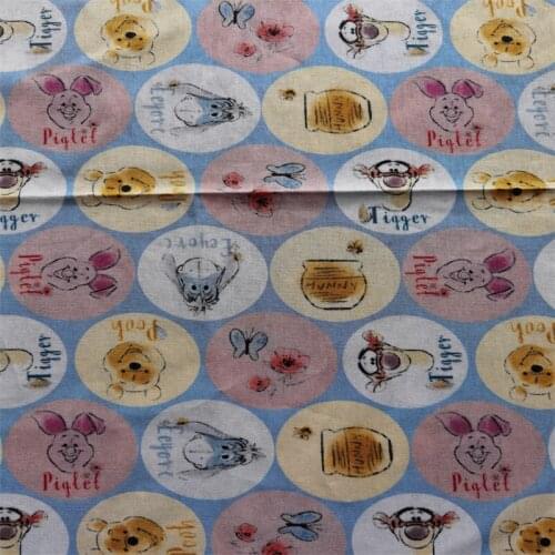 Disney Winnie the Pooh Piglet 100% Cotton Fabric for Boy Clothes Hometextile Cushion Cover Backpacks Needlework DIY
