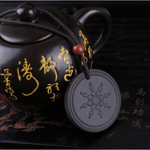 2021 Retro Sun Flower Necklaces Gifts Double-Sided Embossed Volcanic Stone Energy Necklace Pendant Volcanic Stone Necklace Black