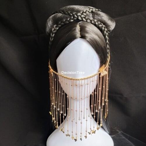 2021 hanfu face curtain ancient style cover face tassel veil ancient decorations full set female hair accessories shake face
