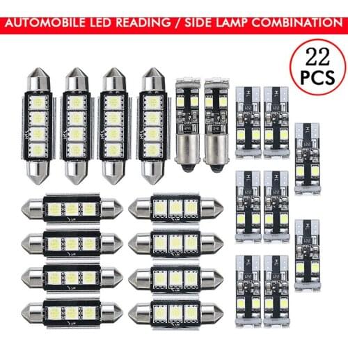 22pcs Car LED Interior Light Kit White 6000K Auto Reading Dome Tail Number Plate Glove Box Courtesy Lamp For BMW E46 3 Series