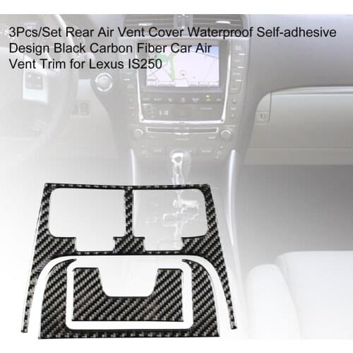 3Pcs/Set Rear Air Vent Cover Waterproof Self-adhesive Design Black Carbon Fiber Car Air Vent Trim for Lexus IS250 IS300 IS350C
