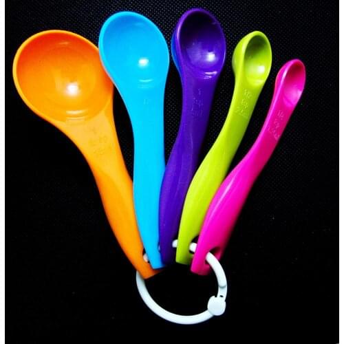 5Pcs Measuring Spoons Colorful Sugar Cake Baking Spoons Plastic Measure Baking Spoon Measuring Milk Powder Utensil Kitchen Tools