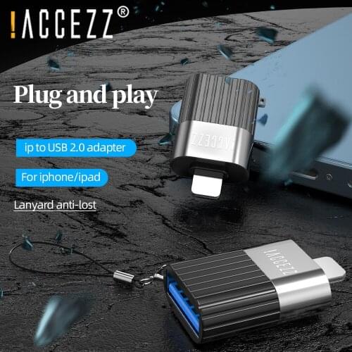 !ACCEZZ IOS 13 OTG Adapter For Apple USB to Data Converter Camera Card Reader U Disk Mouse Keyboard Mic For iPhone 12 11 Pro XS