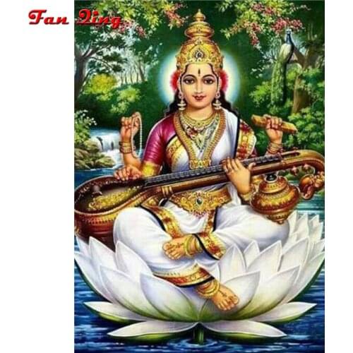 Full Square round drill Diamond painting Indian Goddess of Wealth and Prosperity Diamond embroidery Cross stitch home wall art