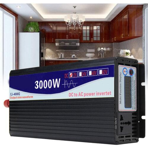 Car Inverter Intelligent Solar Pure Sine Wave Inverter 12V/24V To 110V 5000W/6000W Power Converter Digital Display For Home
