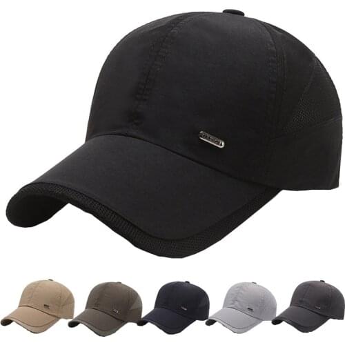 Men Breathable Sports Hat Adult Solid Color Summer Polyester Quick Dry Adjustable Mesh Baseball Cap Women Outdoor Sun Hat