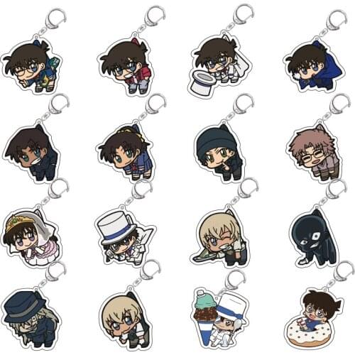 Anime Detective Conan Case Closed Conan Edogawa Cute Keychain Gifts Cartoon Acrylic School Bag Itabag Pendant Keyring Toys Xmas