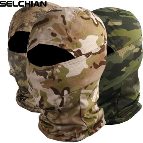 SELCHIAN Camouflage Balaclava Full Face Caps Cycling Hunting Military Helmet Liner Hats Tactical Airsoft Cap Beanies Masked Cap