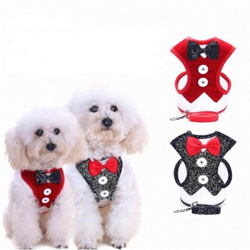 Adjustable Cat Har and Leash Dog Pet Harness Vest Leash Set Walking Lead Leash For Puppy Dogs Collar Butterfly bow Mesh Harness