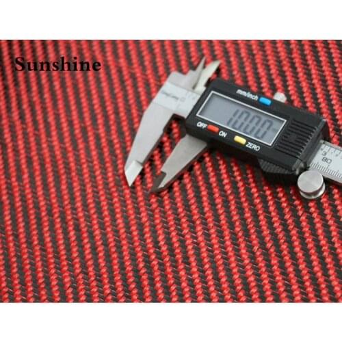 Red Carbon Aramid Fiber Hybrid Fabric Cloth 3K Carbon Fiber 1670Dtex Red Aramid Fiber 190gsm 0.2mm Thickness