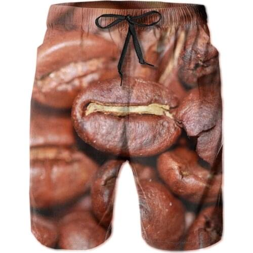 Summer Men Beach Shorts Breathable Quick Dry Casual Food Party,Food Full Printed Casual Brown Hawaii Pants