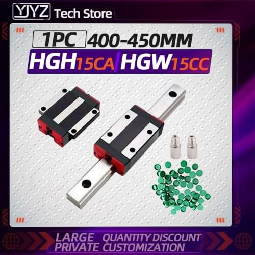 Linear Rail Guide 1pc 400/450mm HGR15+1pc HGH15CA/HGW15CC Linear Narrow/Flange carriges Sliding Block cnc parts