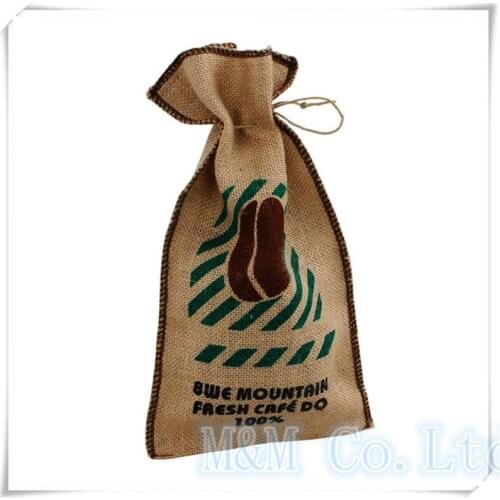 Dual color logo burlap packaging bags Wedding Party Christmas Gift Bags pouches jute bags Free shipping