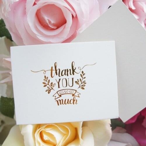 Multi-use 50pcs Mini thank you Card gold simple fashion design Scrapbooking party invitation DIY Decor gift party card