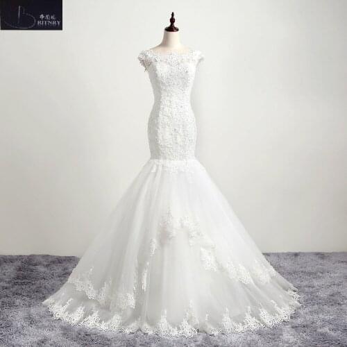 Fashion Bridal Gowns Scoop Neckline Lace Appliques Mermaid Wedding Dresses Court Train Robe De Mariage Alibaba Retail Store