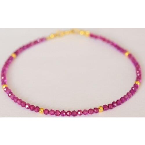 Fancy Remades Rubys 1-2mm Facted Beads 925 sterling silver Shining Bracelet 7"