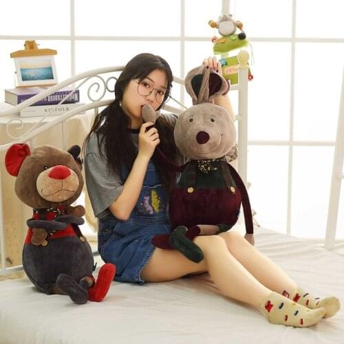 New 1pc 80cm Kawaii Cool Bear Rabbit Plush Toy Cartoon Bear Rabbit Stuffed Grizzly Gray White Bear Doll Kids Love Birthday Gift