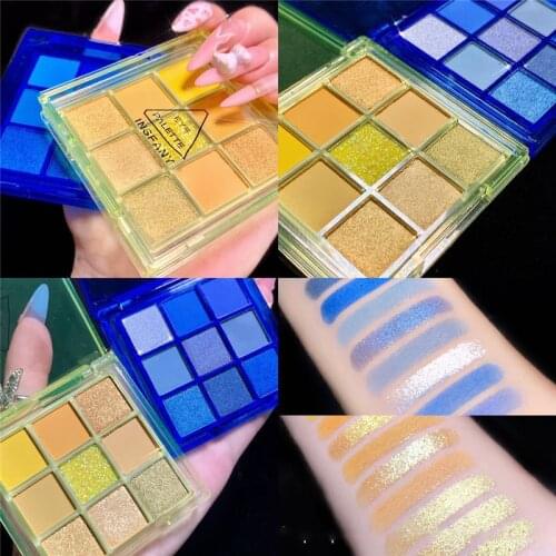 9 Colors Blue Blood Eyeshadow Makeup Pallete Matte Eye Shadow Palette Shimmer Shine Diamond Yellow Neon Eyeshadow Palette