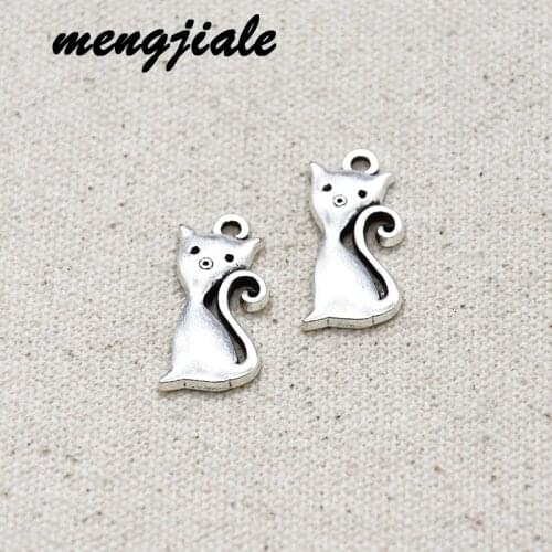20pcs New style antique silver cute cat Charms animals pendants fit Jewelry bracelet accessories making 25*12mm