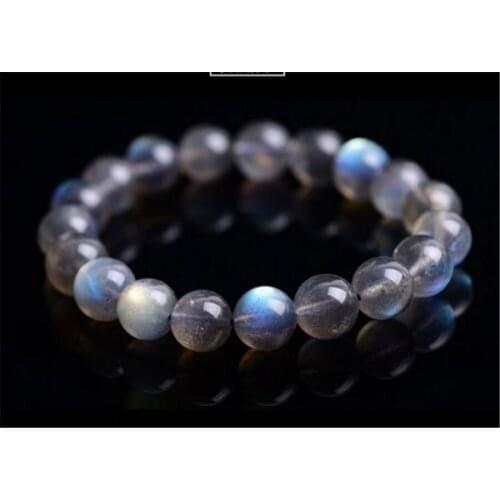 11mm Natural Labradorite Rainbow Light Gems Stone Crystal Round Bead Stretch Bracelet AAAA