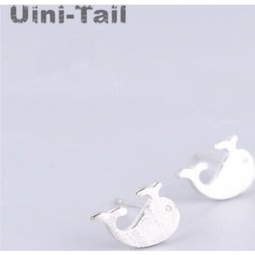 Uini-Tail 925 Sterling Silver Stud Earrings Cute Whale Brushed Sterling Silver Earrings Korean Fashion Creative High Quality