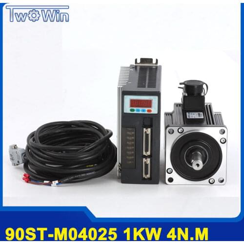 1KW AC Servo Motor 90ST-M04025 4N.M 2500RPM Servo Motor System + Matched Servo Driver + 3m cable line