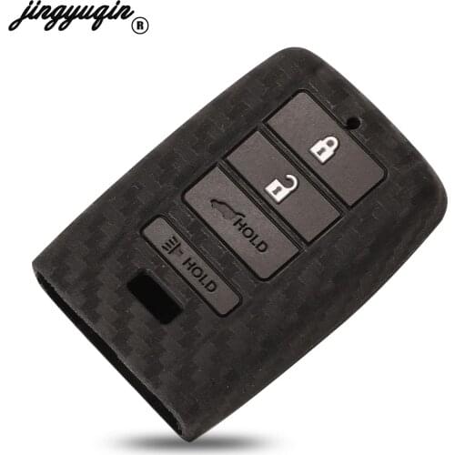 Jingyuqin Remote Car Key Case Cover Remote Carton 4 Button For Honda Mugen Acura Carbon Fiber Silicone