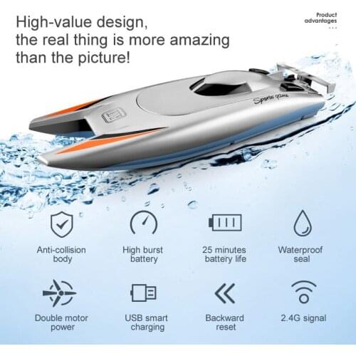 2.4G 4CH 30KM/H High Speed RC Boat Waterproof Upgraded Version Of Remote Control Boat Racing Boat Water Toy Dual Motor