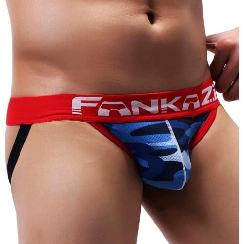 Brand Sexy Mens Jockstraps Camouflage Gay Jocks Mesh Low Rise Thongs Gay UnderwearG Strings Brief Bikini Backless