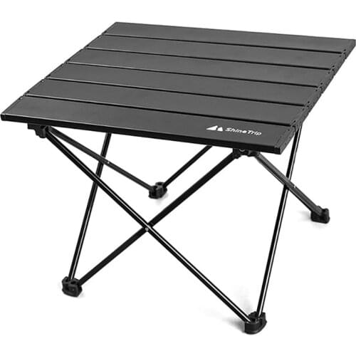 Outdoor Camping Folding Table Chairs Ultra-light Aluminum Self-driving Picnic Multipurpose Skip Proof Seat Solid Black