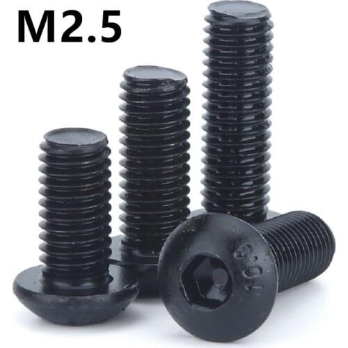 100pcs/lot ISO7380 GB70.2 M2.5x3/4/5/6/7/8/9/10/12/16mm Grade 10.9 Round Head Screws Mushroom Hexagon Socket Button Head Screw
