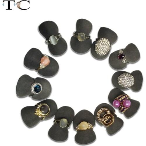 High Quality 25 Pcs Grey PU Ring Display Stand 40 mm Jewelry Ring Display Tools Organizer Holder Stand