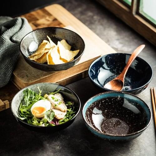 Japanese Creative Ceramic Ramen Bowl Large Rice Bowl Single 6-inch Household Bowl Korean Oatmeal Bowl Restaurant Retro Tableware