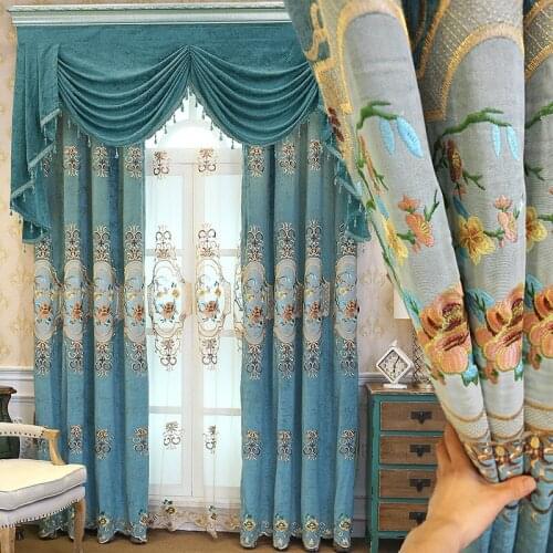 Curtains for Living Dining Room Bedroom New European Style Water Soluble Embroidery Curtain Tulle Valance for Windows Drapes