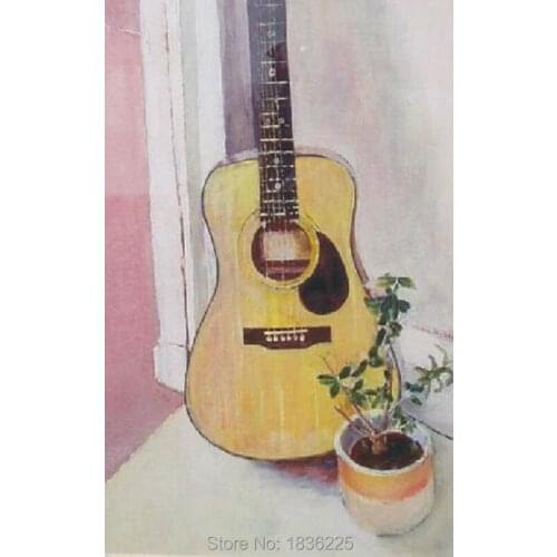 Factory Price Good Quality Hand Paint Music Instrument Abstract Guitar Canvas Oil Painting wall wallpapers for Club Decoration