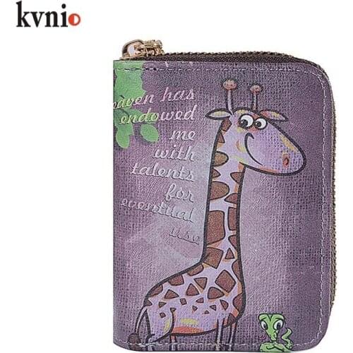 KVNIO Mini Cute Cartoon Printed Multi-card Ladies Card Holder Wallet Practical Card Case Women 9 Slot 2 Coin Purse